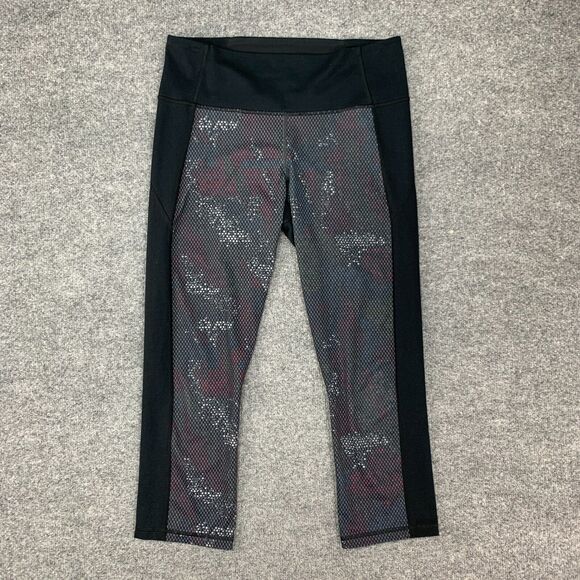 Under Armour Legging Womens L Large Snakeskin Panel Cropped Mid Rise Stretch - Picture 2 of 10